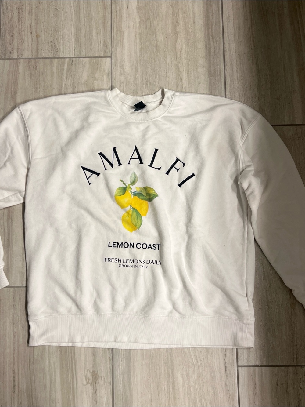 wild fable White Crewneck Sweatshirt with Yellow Lemon Graphic